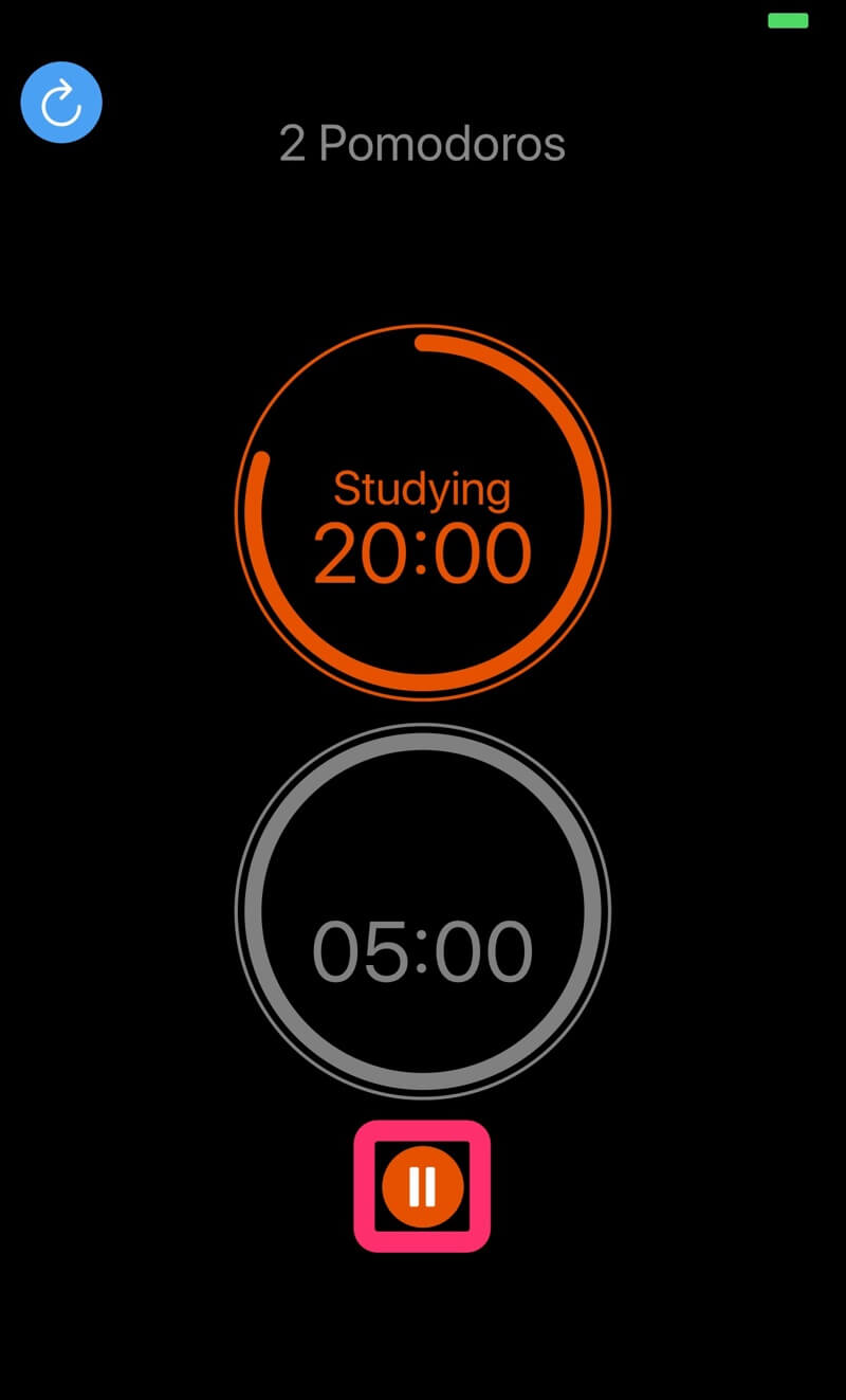 Study Timer Pause Button