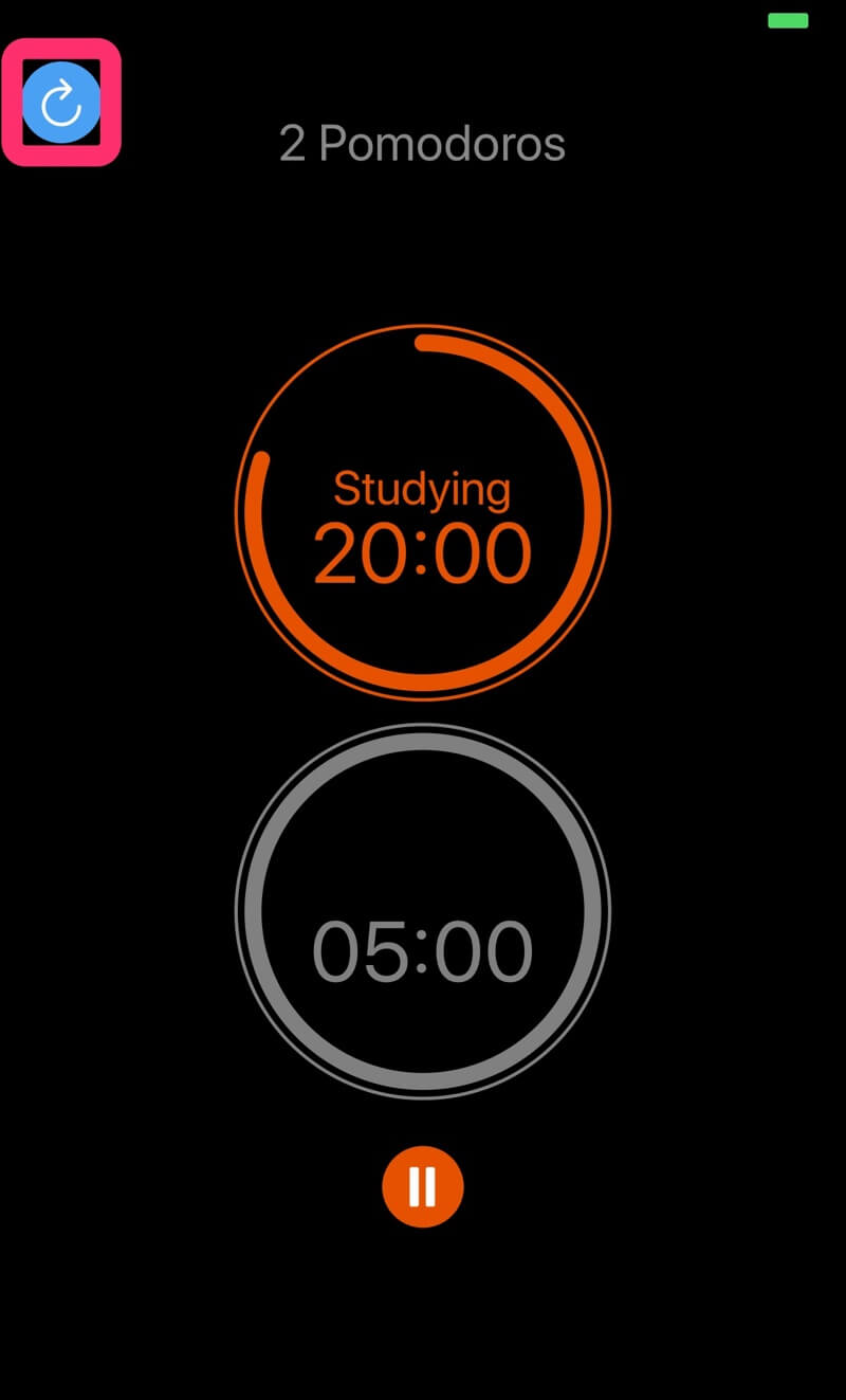 Study Timer Back button